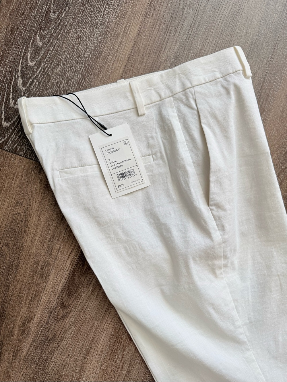 Theory Men's Linen-Blend Pants in Cream White - Picture 2 of 6